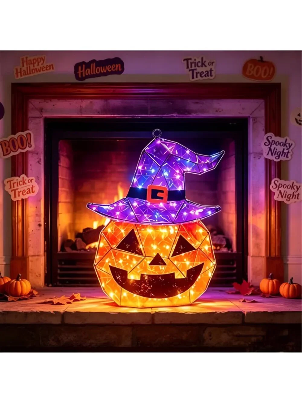 Halloween Decorations Outdoor, 24 Inch Light Up Pumpkin Witch Hat